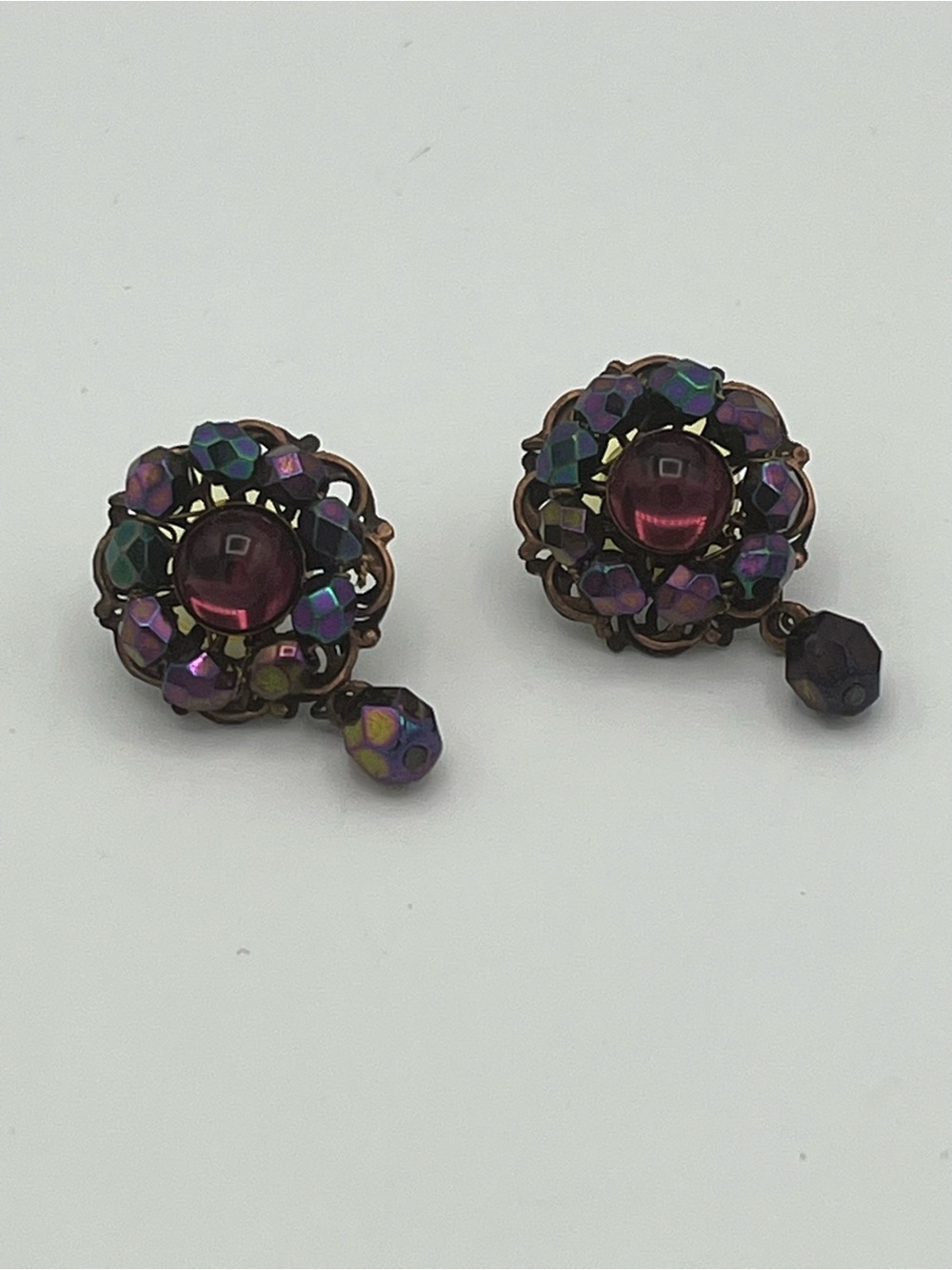 Miriam Haskell Purple Beaded Filigree Drop Necklace - Picture 9 of 11